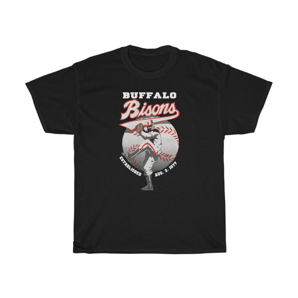 Buffalo Bisons Vintage Screens Stars Best 1980s Rare Minor League Baseball New York Usa Spell Out Single Stitch Giant Logo Graphic T shirt Unisex Heavy Cotton Tee
