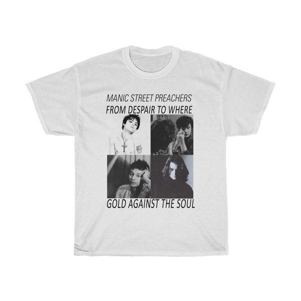 Rare Manic Street Preas Gold Against The Soul 90s Vintage Band Tees Tour Tees Uk Band Britpop Britrock Unisex Heavy Cotton Tee