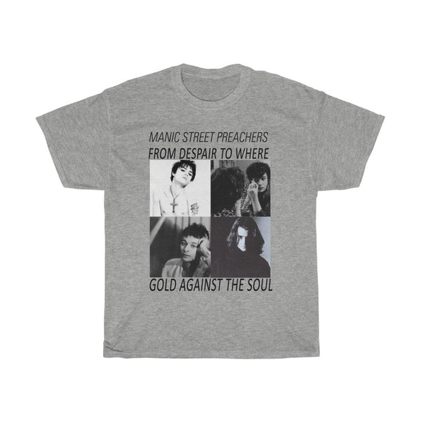 Rare Manic Street Preas Gold Against The Soul 90s Vintage Band Tees Tour Tees Uk Band Britpop Britrock Unisex Heavy Cotton Tee