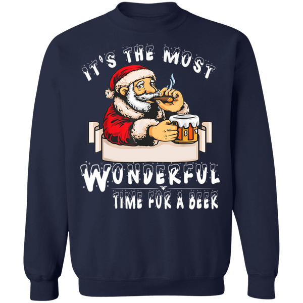 Santa Claus Christmas It's The Most Wonderful Time For A Beer Sweatshirt 2111