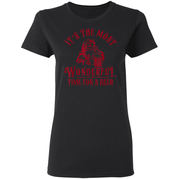 Santa Claus It's The Most Wonderful Time For A Beer Christmas Funny Women T-Shirt 2011