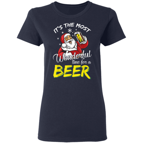 Santa Claus It's The Most Wonderful Time For A Beer - Christmas Gift Women T-Shirt 2011