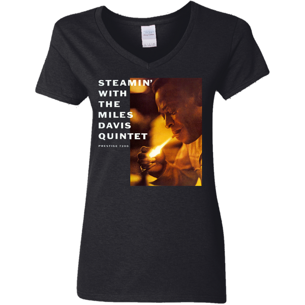 Miles Davis Steamin with the Miles Davis Quintet Ladies V-Neck T-Shirt 510