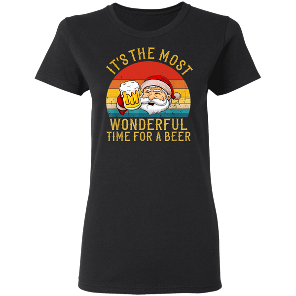 Santa Claus It's The Most Wonderful Time For A Beer - Vintage Women T-Shirt 2011