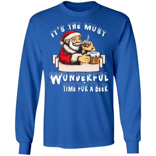 Santa Claus Christmas It's The Most Wonderful Time For A Beer Long Sleeve 2111