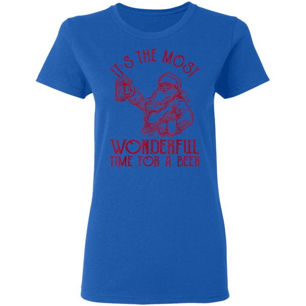 Santa Claus It's The Most Wonderful Time For A Beer  Christmas Women T-Shirt 2111