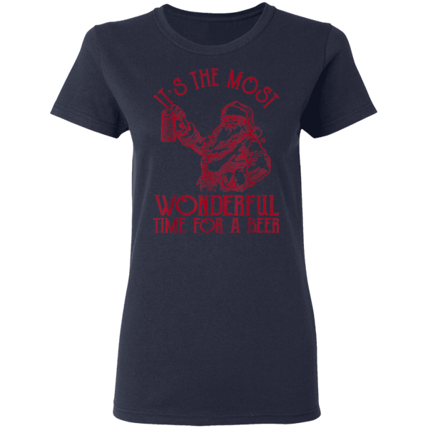 Santa Claus It's The Most Wonderful Time For A Beer  Christmas Women T-Shirt 2111