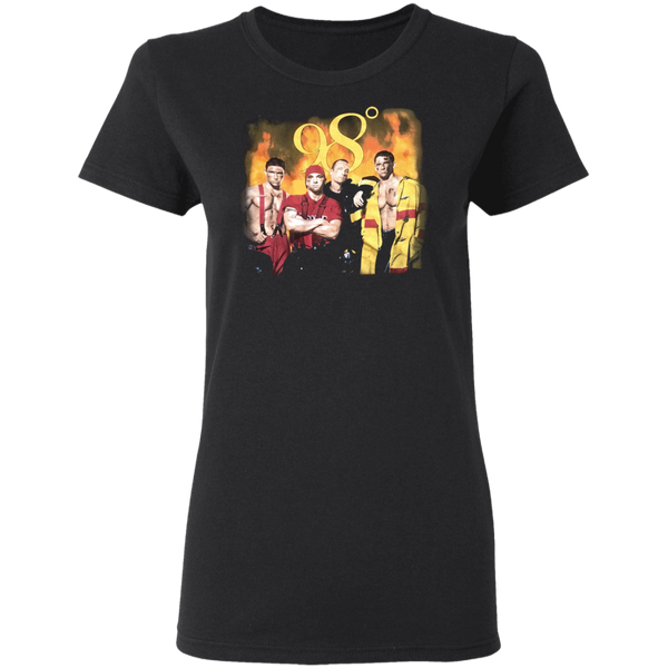 Vintage 1990s 98 DEGREES 'Heat It Up' 1998 Tour Black Concert T-SHIRT Size Large NSYNC Backstreet Boys Boy Band Women T-Shirt 2311