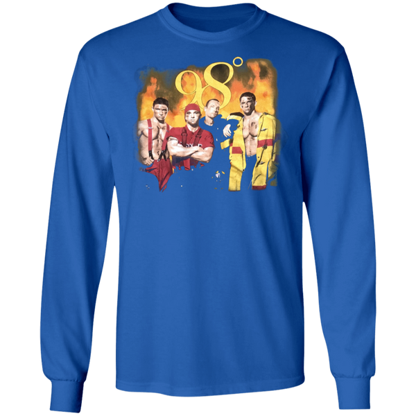 Vintage 1990s 98 DEGREES 'Heat It Up' 1998 Tour Black Concert T-SHIRT Size Large NSYNC Backstreet Boys Boy Band Long Sleeve 2311