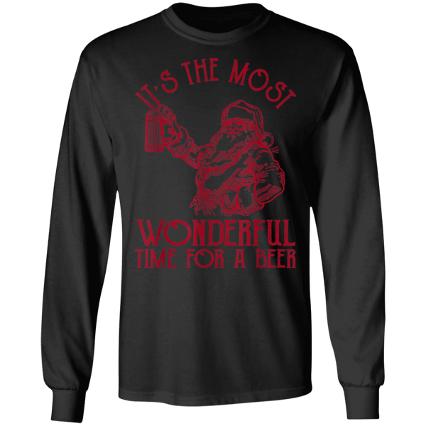 Santa Claus It's The Most Wonderful Time For A Beer  Christmas Long Sleeve 2111