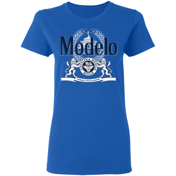 Modelo Navy and White Logo Premium Women T-Shirt 0511