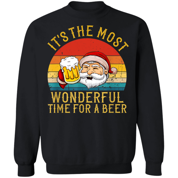 Santa Claus It's The Most Wonderful Time For A Beer - Vintage Sweatshirt 2111