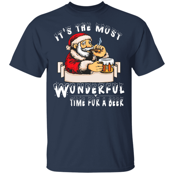 Santa Claus Christmas It's The Most Wonderful Time For A Beer T-Shirt 2111