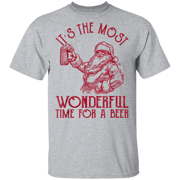 Santa Claus It's The Most Wonderful Time For A Beer  Christmas T-Shirt 2111