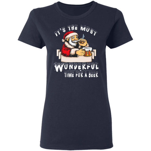 Santa Claus Christmas It's The Most Wonderful Time For A Beer Women T-Shirt 2111