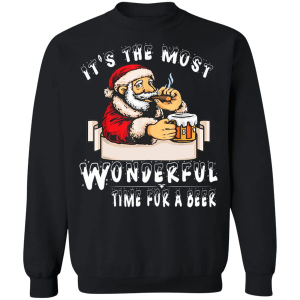 Santa Claus Christmas It's The Most Wonderful Time For A Beer Sweatshirt 2111