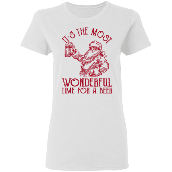 Santa Claus It's The Most Wonderful Time For A Beer  Christmas Women T-Shirt 2011