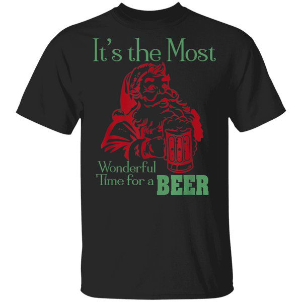 Santa Claus It's The Most Wonderful Time For A Beer - Funny Christmas T-Shirt 2011