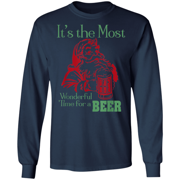 Santa Claus It's The Most Wonderful Time For A Beer - Funny Christmas Long Sleeve 2111