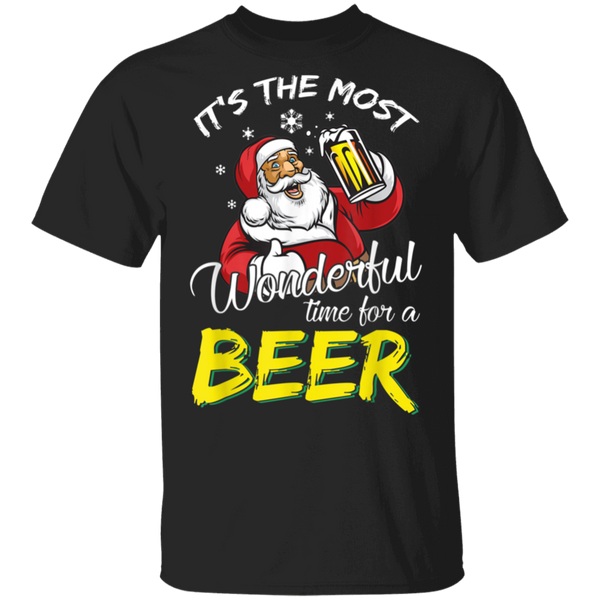 Santa Claus It's The Most Wonderful Time For A Beer - Christmas Gift T-Shirt 2011