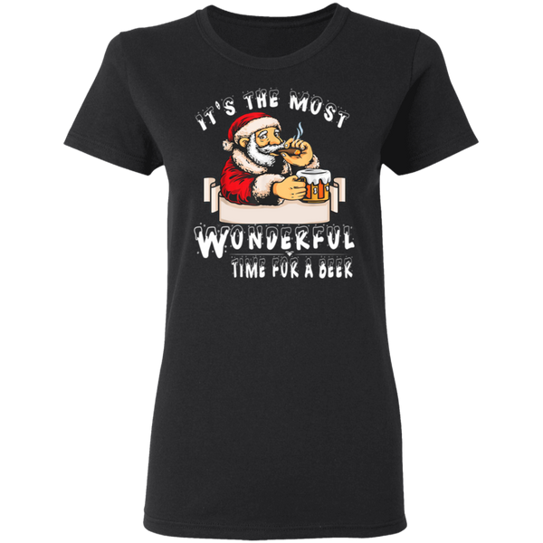 Santa Claus Christmas It's The Most Wonderful Time For A Beer Women T-Shirt 2111