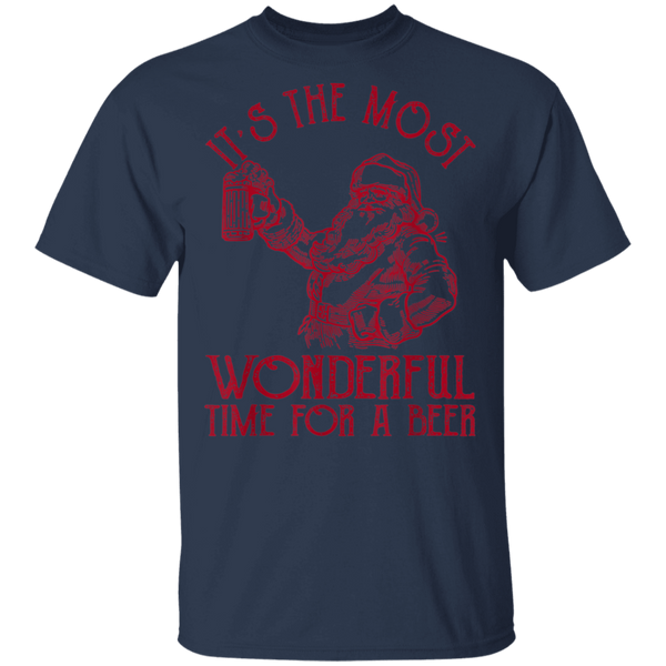 Santa Claus It's The Most Wonderful Time For A Beer  Christmas T-Shirt 2111