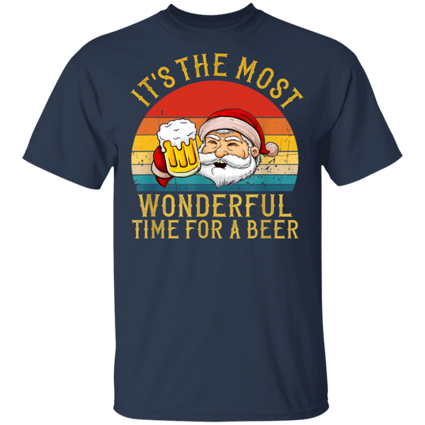 Santa Claus It's The Most Wonderful Time For A Beer - Vintage T-Shirt 2111