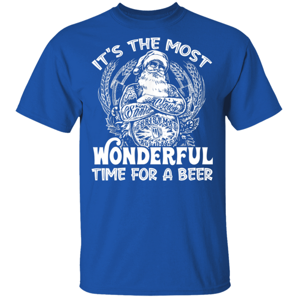 Santa Claus It's The Most Wonderful Time For A Beer - Christmas Funny T-Shirt 2111
