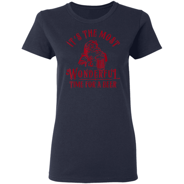 Santa Claus It's The Most Wonderful Time For A Beer Christmas Funny Women T-Shirt 2011