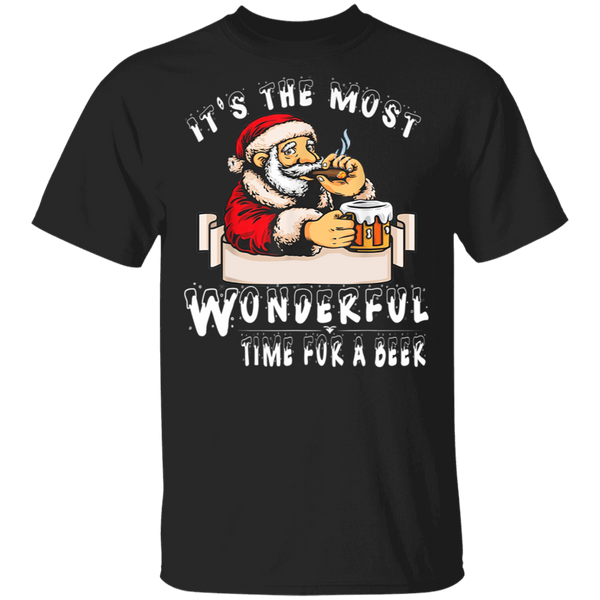 Santa Claus Christmas It's The Most Wonderful Time For A Beer T-Shirt 2111