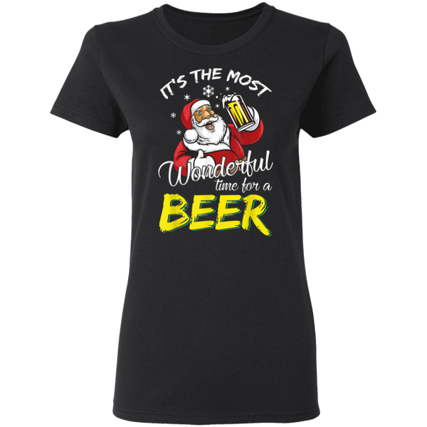 Santa Claus It's The Most Wonderful Time For A Beer - Christmas Gift Women T-Shirt 2111