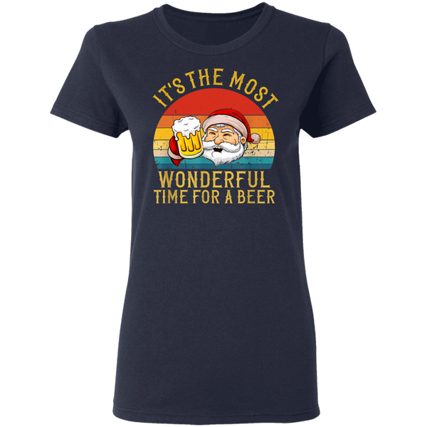 Santa Claus It's The Most Wonderful Time For A Beer - Vintage Women T-Shirt 2111