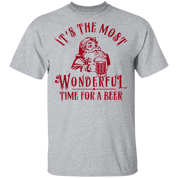 Santa Claus It's The Most Wonderful Time For A Beer Christmas Funny T-Shirt 2111