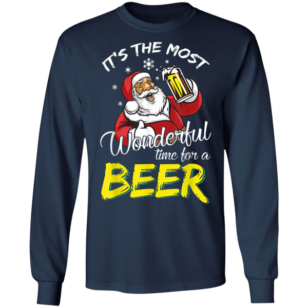 Santa Claus It's The Most Wonderful Time For A Beer - Christmas Gift Long Sleeve 2111