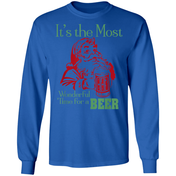Santa Claus It's The Most Wonderful Time For A Beer - Funny Christmas Long Sleeve 2111
