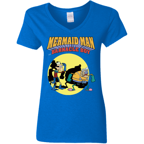 Nickelodeon Spongebob Mermaid Man Ladies V-Neck T-Shirt 0511