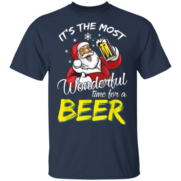 Santa Claus It's The Most Wonderful Time For A Beer - Christmas Gift T-Shirt 2111