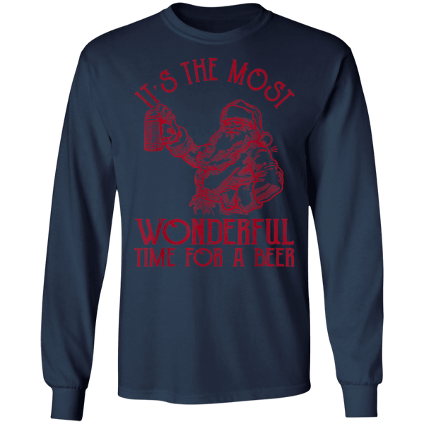 Santa Claus It's The Most Wonderful Time For A Beer  Christmas Long Sleeve 2111