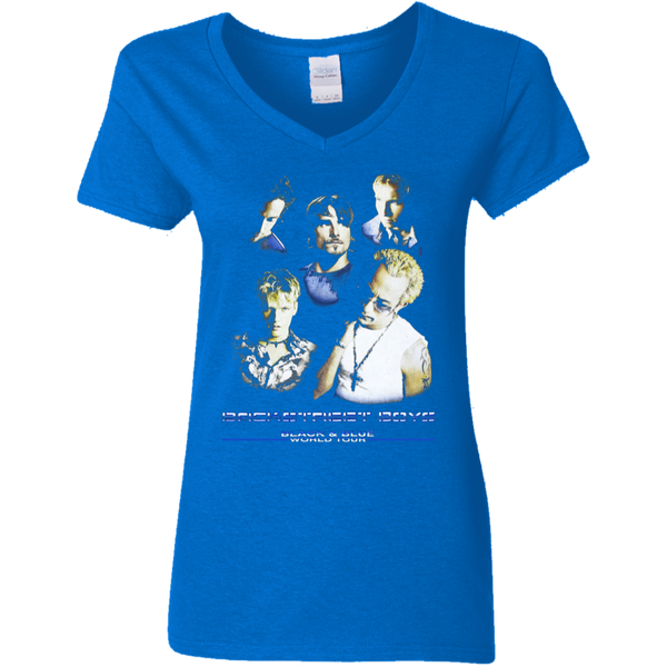 Vintage Backstreet Boys Black & Blue World Tour Gildan Ladies V-Neck T-Shirt 2311