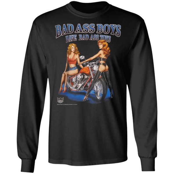 Vintage 90's Bad Ass Boys Have Bad Ass Toys 1995 Sturgis Black Hills Rally Motorcycle Babe Long Sleeve 1210
