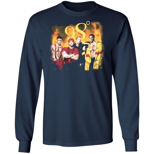 Vintage 1990s 98 DEGREES 'Heat It Up' 1998 Tour Black Concert T-SHIRT Size Large NSYNC Backstreet Boys Boy Band Long Sleeve 2311