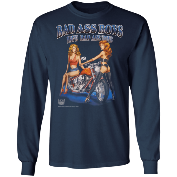 Vintage 90's Bad Ass Boys Have Bad Ass Toys 1995 Sturgis Black Hills Rally Motorcycle Babe Long Sleeve 1210
