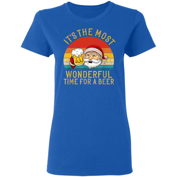 Santa Claus It's The Most Wonderful Time For A Beer - Vintage Women T-Shirt 2011