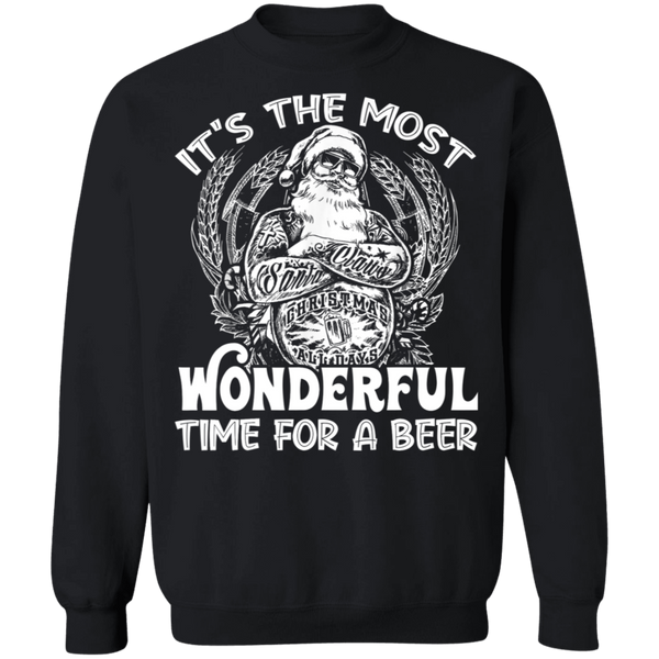 Santa Claus It's The Most Wonderful Time For A Beer - Christmas Funny Sweatshirt 2111