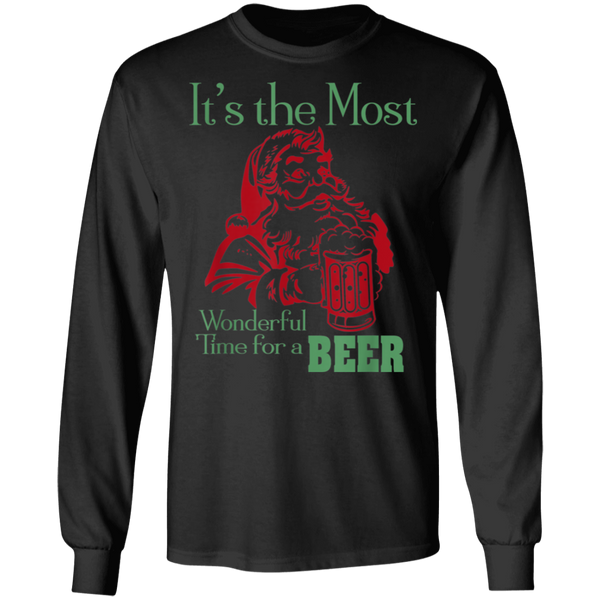 Santa Claus It's The Most Wonderful Time For A Beer - Funny Christmas Long Sleeve 2111