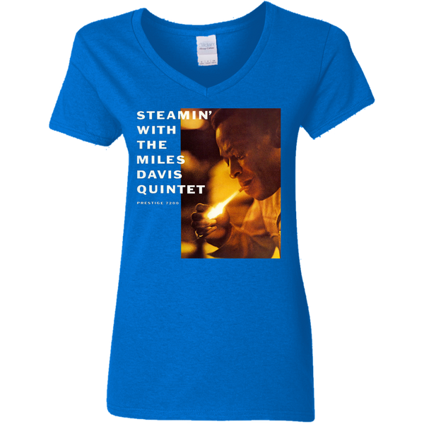 Miles Davis Steamin with the Miles Davis Quintet Ladies V-Neck T-Shirt 510