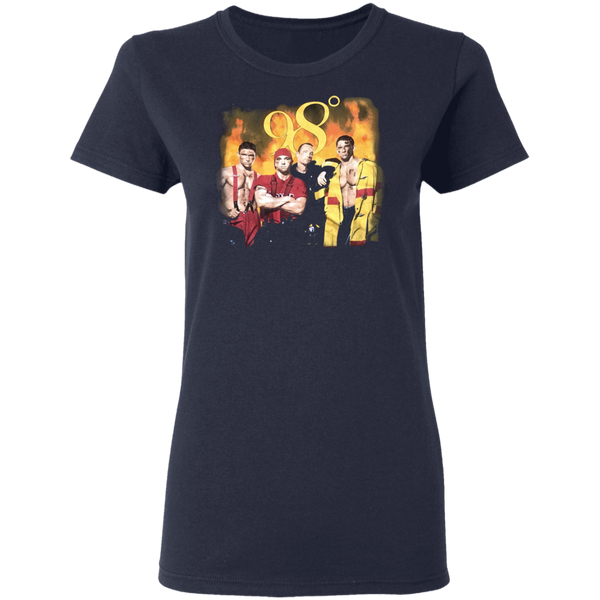 Vintage 1990s 98 DEGREES 'Heat It Up' 1998 Tour Black Concert T-SHIRT Size Large NSYNC Backstreet Boys Boy Band Women T-Shirt 2311