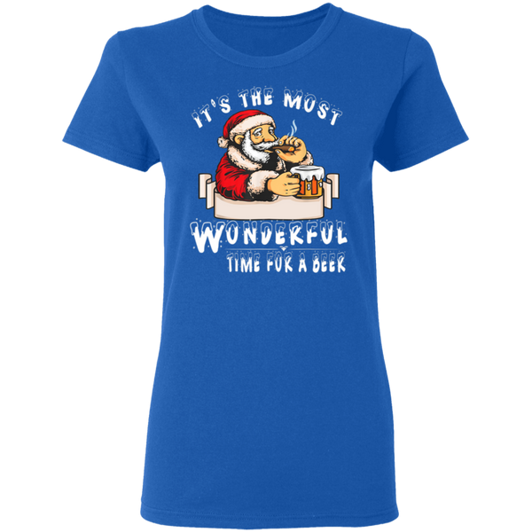 Santa Claus Christmas It's The Most Wonderful Time For A Beer Women T-Shirt 2111