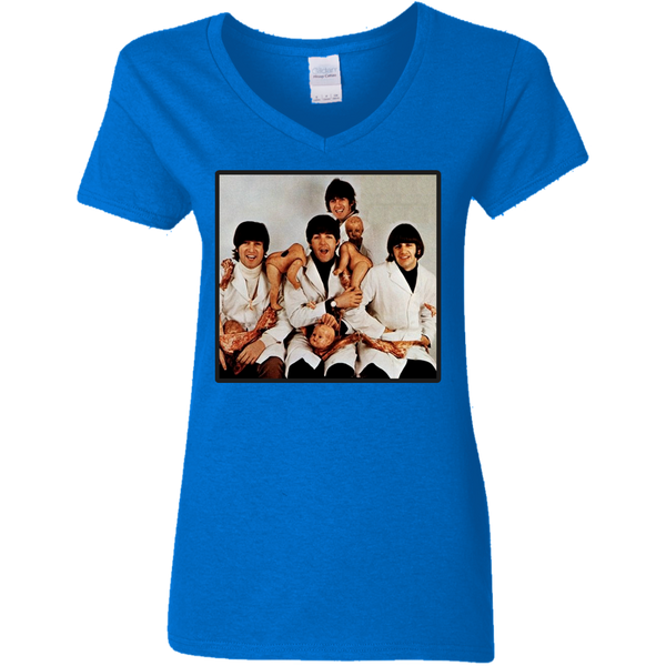 Vintage 70s BEATLES Butcher Cover promo original Gildan Ladies V-Neck T-Shirt 2311
