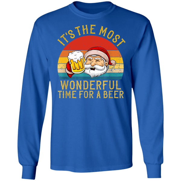 Santa Claus It's The Most Wonderful Time For A Beer - Vintage Long Sleeve 2111
